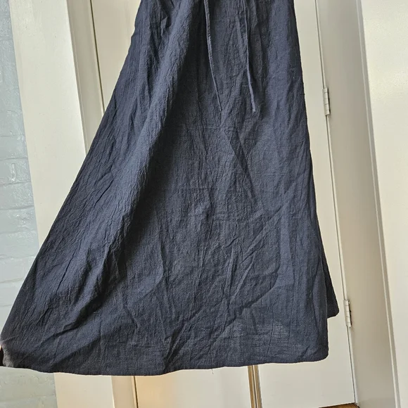 The Lullaby Club Women's Black Cotton Linen Blend Sawyer Babydoll Midi Dress XS - Picture 7 of 12